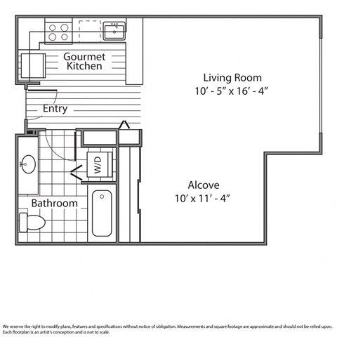Floor plan for studio, 1 bath, 564 sqft
